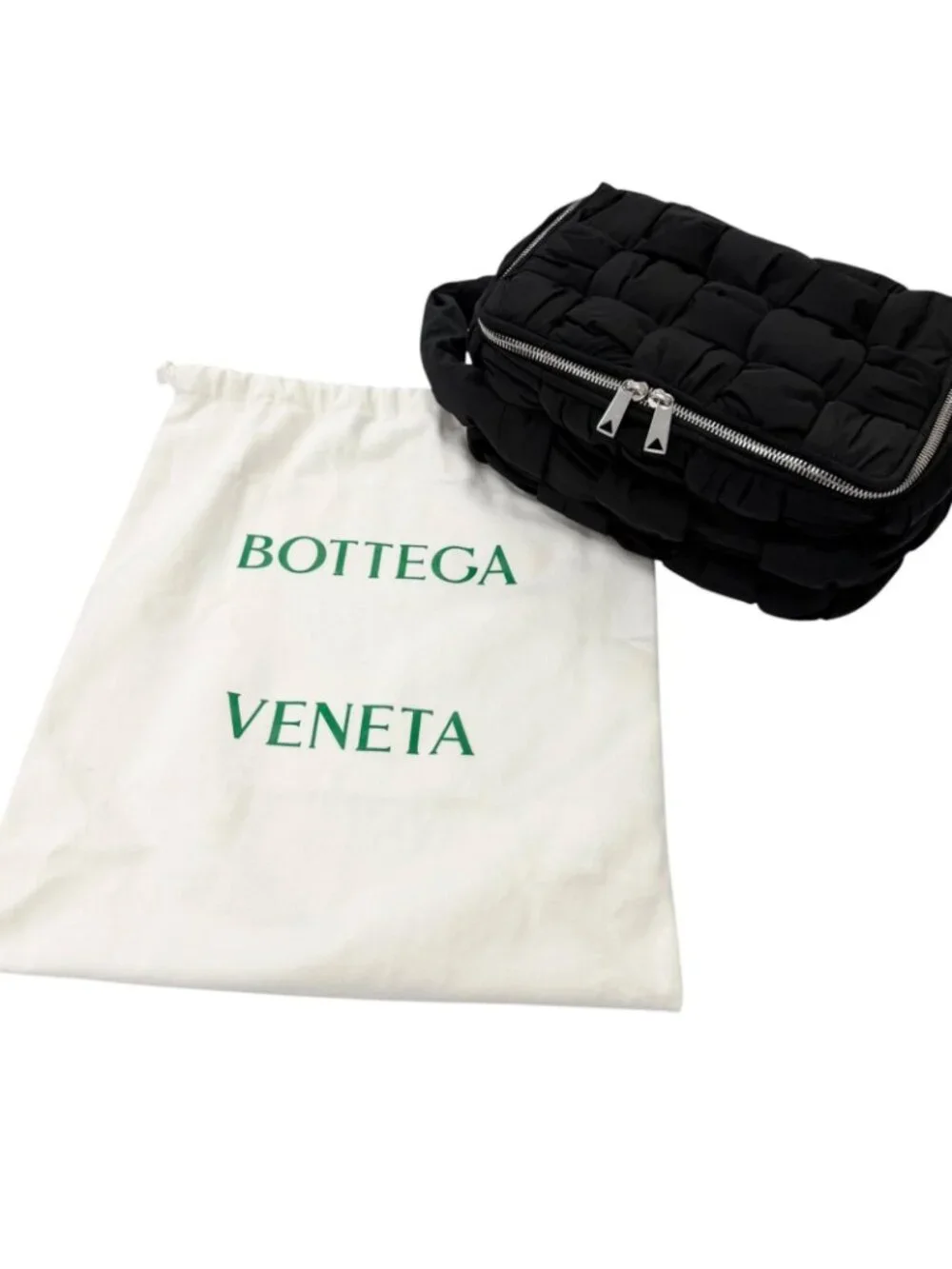 Bottega Veneta Padette Tech Cassette Intrecciato Handbag Black